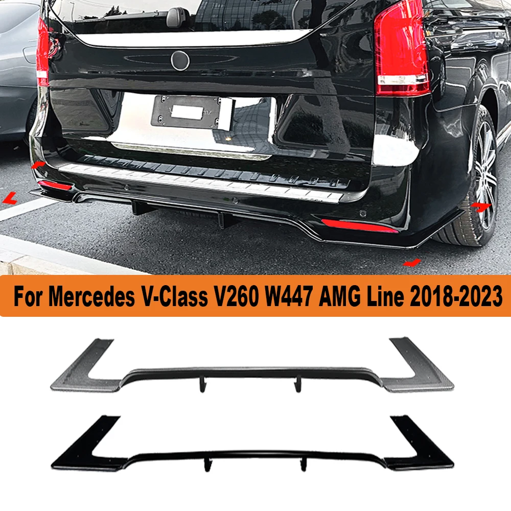 

For Mercedes V-Class V260 W447 AMG Line 2018-2023 Rear Bumper Lip Diffuser Spoiler Splitter Protector Car Styling Auto Accessory