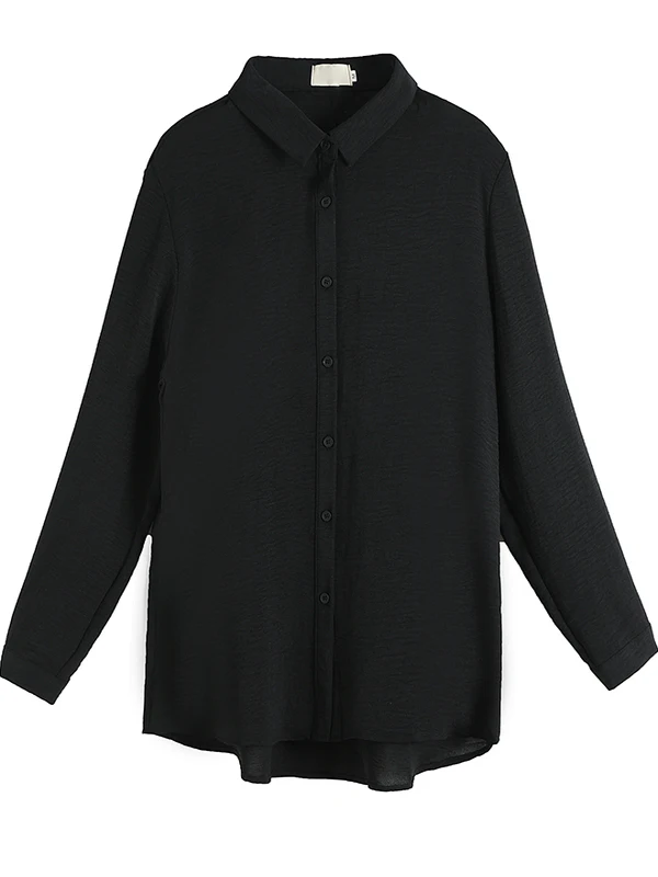 Plus size feminino irt coreano sle solto longo sve bla chiffon topo emagrecimento versátil outono faion casual wear