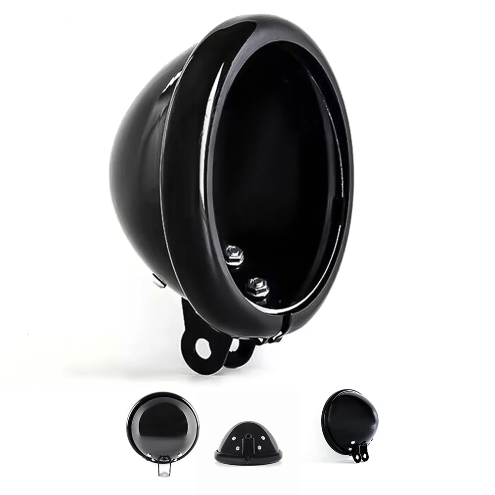 Motorcycle Black Headlight Light 5.75" 5 3/4 inch Bucket Housing Shell Trim Holder For Harley Dyna Sportster Iron XL 883 view 4