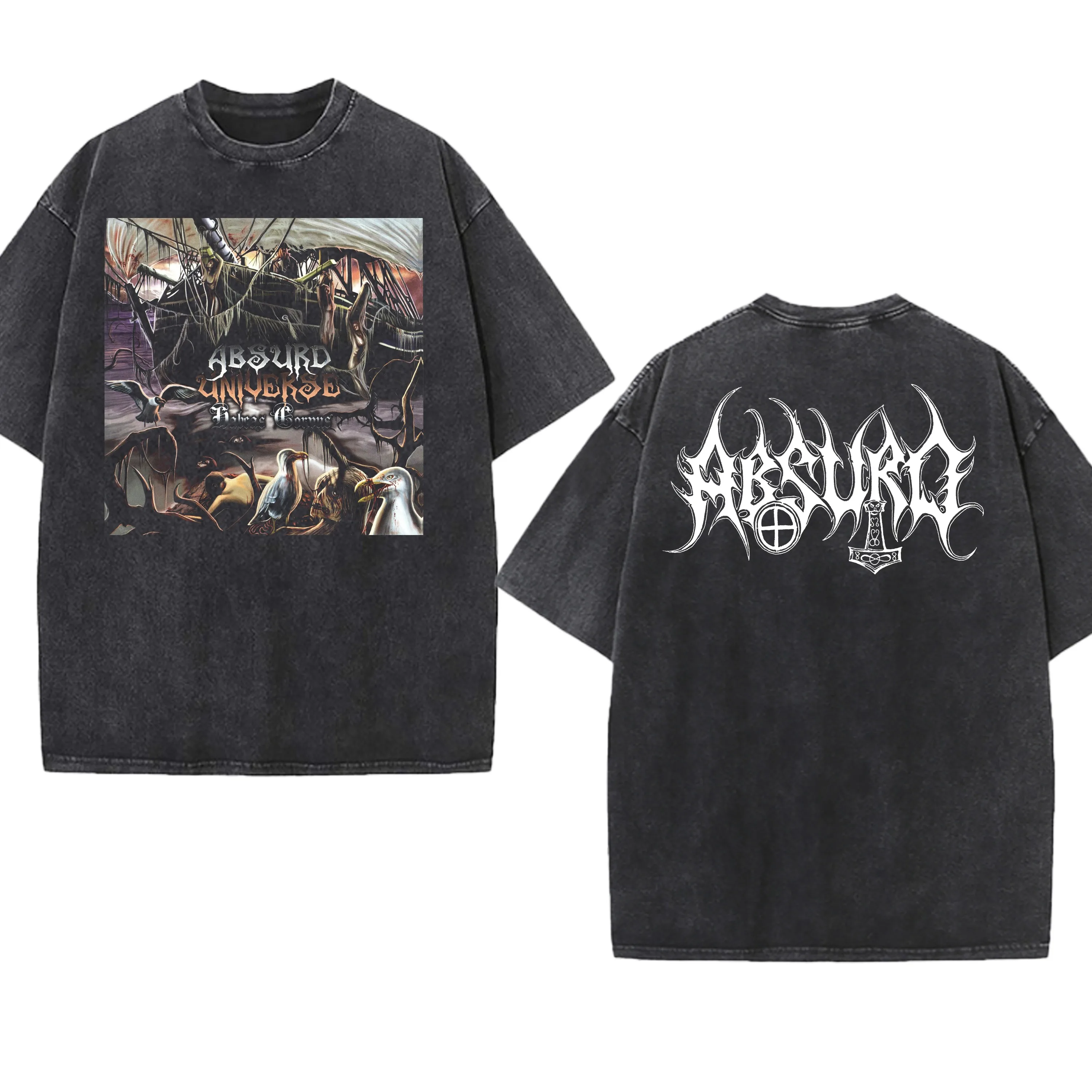 

Футболка Absurd Band, готический подарок, мужская одежда, винтажная футболка в стиле хип-хоп с графическим рисунком, уличная футболка с коротким рукавом