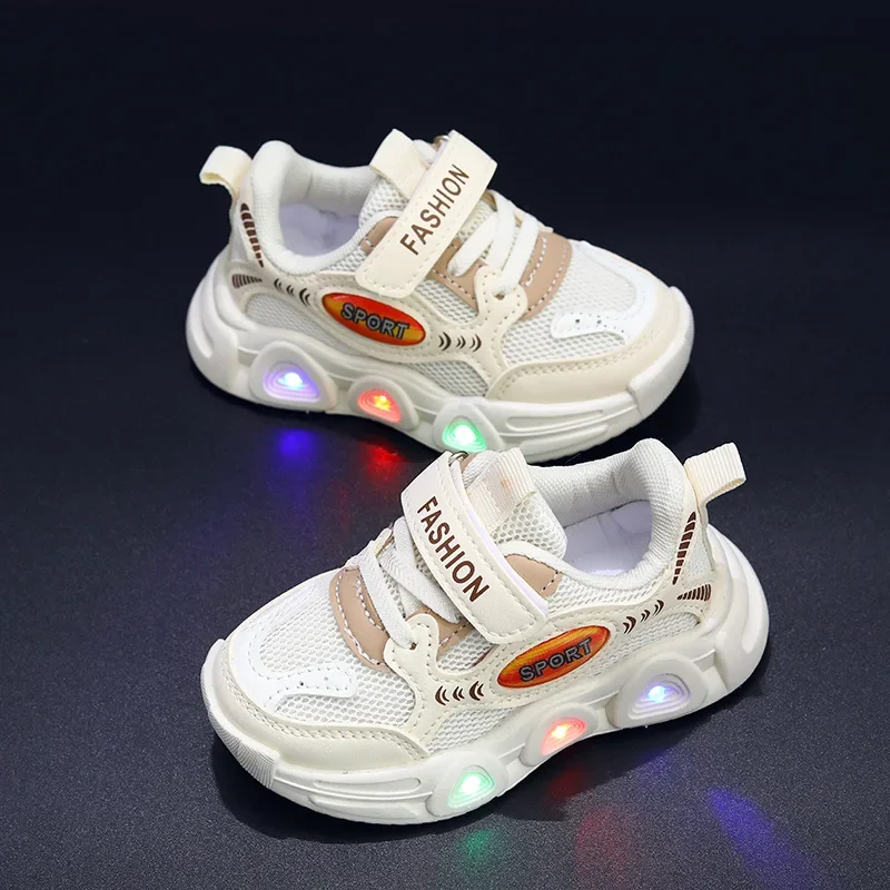 Baskets lumineuses à LED pour enfants, chaussures de sport décontractées pour enfants, semelle souple, bébés garçons et filles, nouveau, printemps, 2024