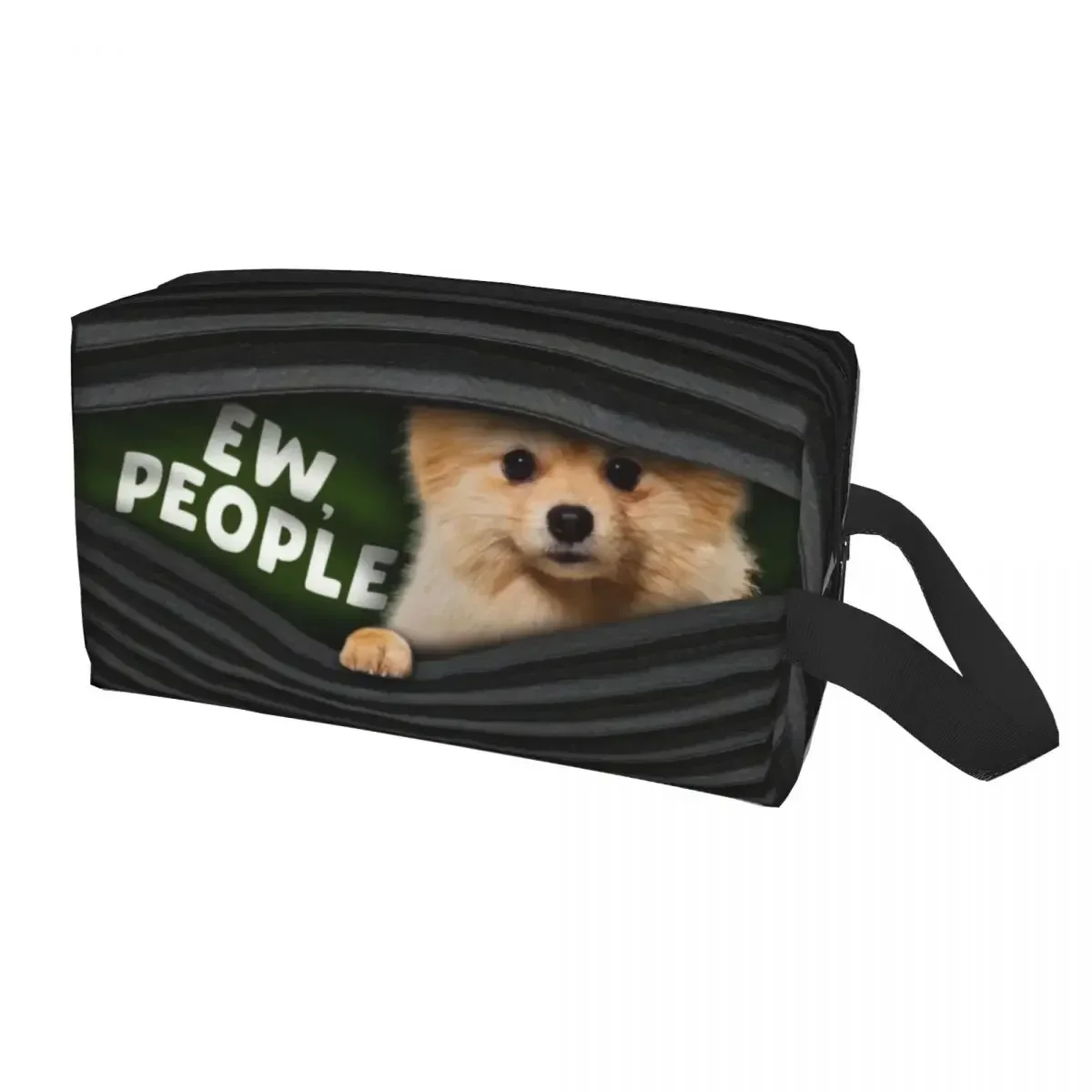 Ew People Pomeranian Makeup Bag for Women Travel Cosmetic Organizer Cute Puppy Pet Pom Dog Storage Toiletry Bags