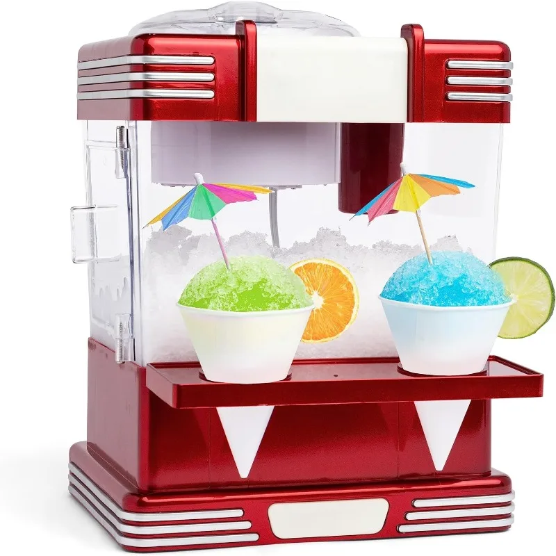 

Snow Cone Shaved Ice Machine - Retro Table-Top Slushie Machine Makes 20 Icy Treats - Includes 2 Reusable Plastic Cups
