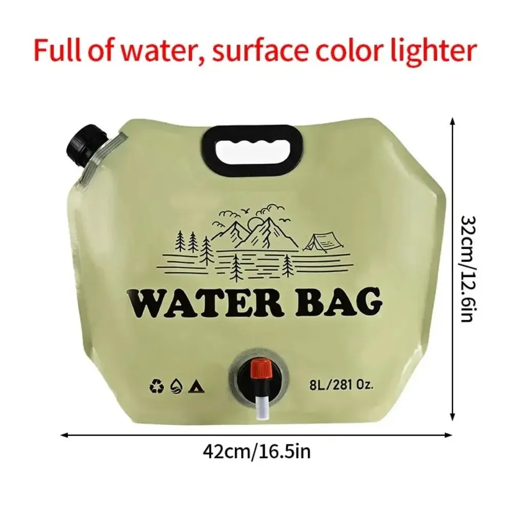 Outdoor-Wasserbeutel mit großer Kapazität, 8 l, faltbarer Wasserspeicherbeutel, tragbarer Wasserbehälter für Wanderungen, Eimer, Tasche, Campingzubehör – Detail 1