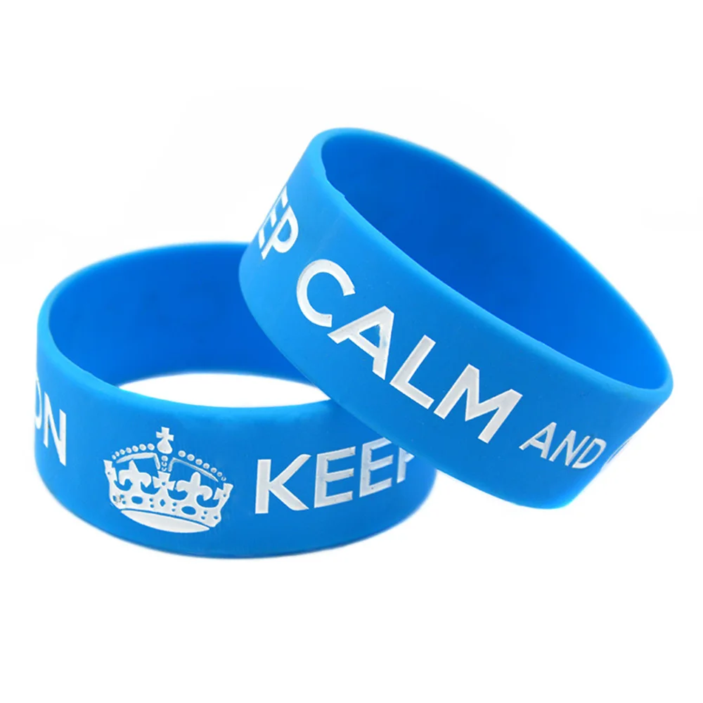 1 PC Keep Calm And Carry On Silicone Bracelet 1 Inch Wide Classic Decoration Logo