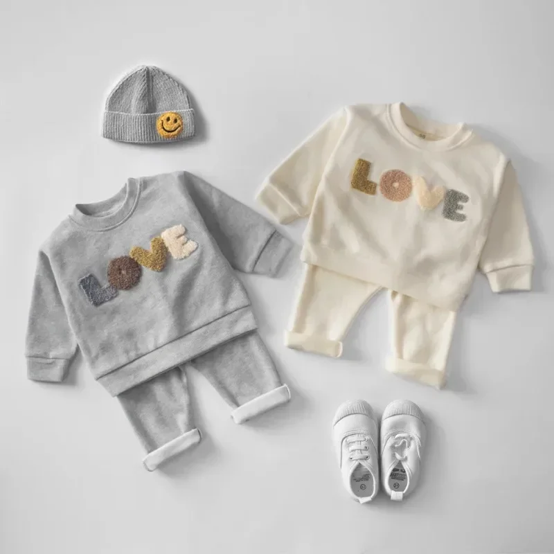 New Spring Autumn Babies Clothes Outfits Born Baby Boy Outfits Little Girls Boys Pullovers Tops+Pants 2PCS Baby Stuff DGUKYM