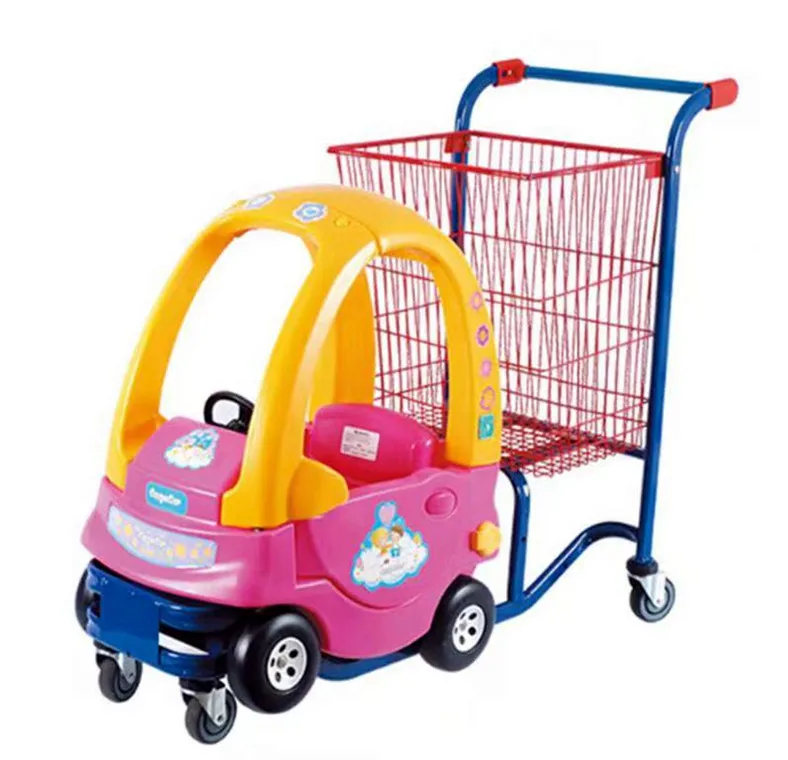 Shopping Cart with Child Seat for Children, Children Toy Supermarket Trolley