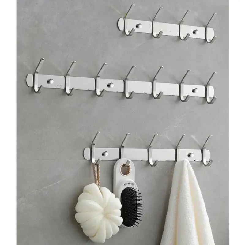 Stainless Steel Wall Hook Rack Heavy Load No Drill Self Adhesive For Bathroom Kitchen Entryway
