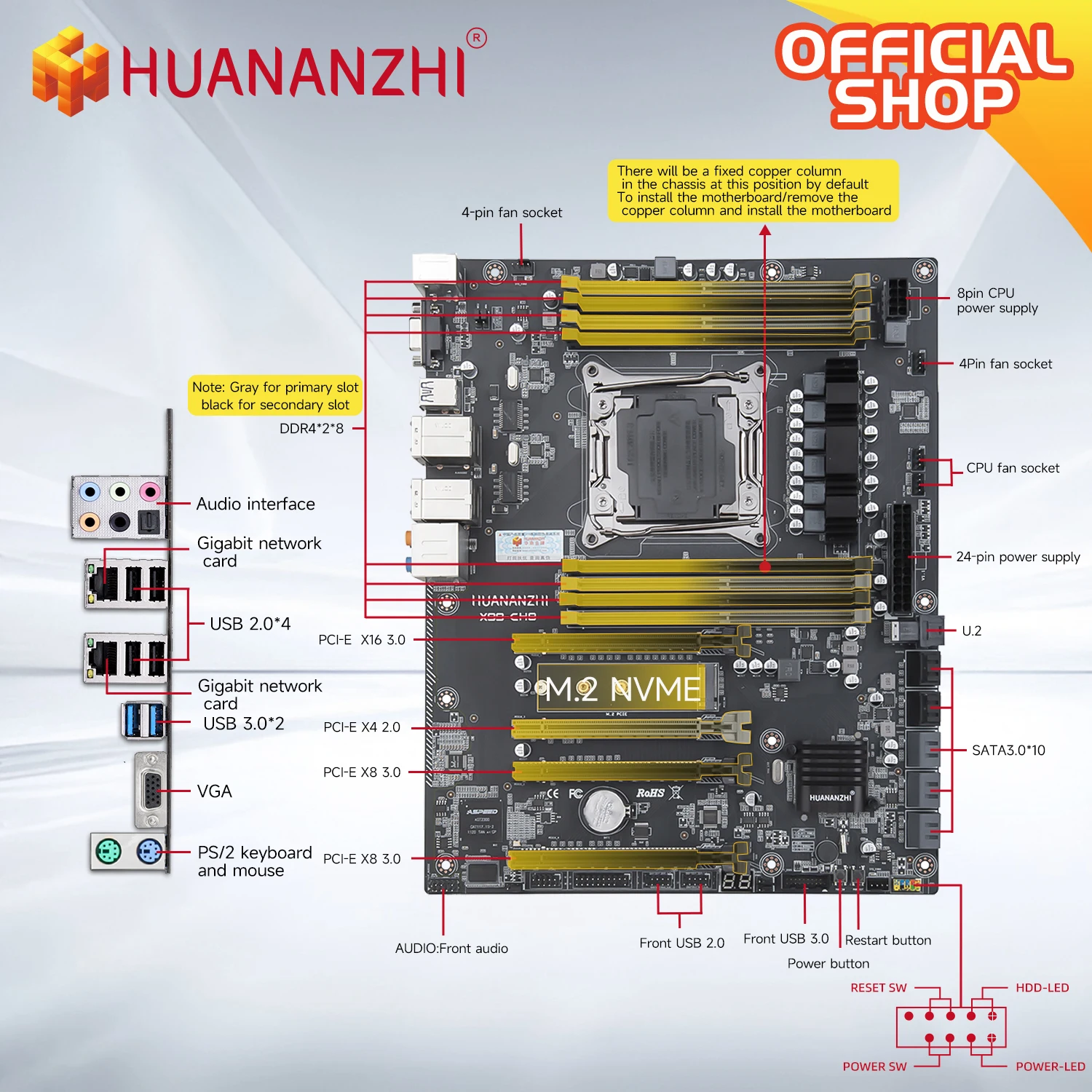 HUANANZHI X99 CH8 LGA 2011-3 XEON X99 Motherboard support Intel E5