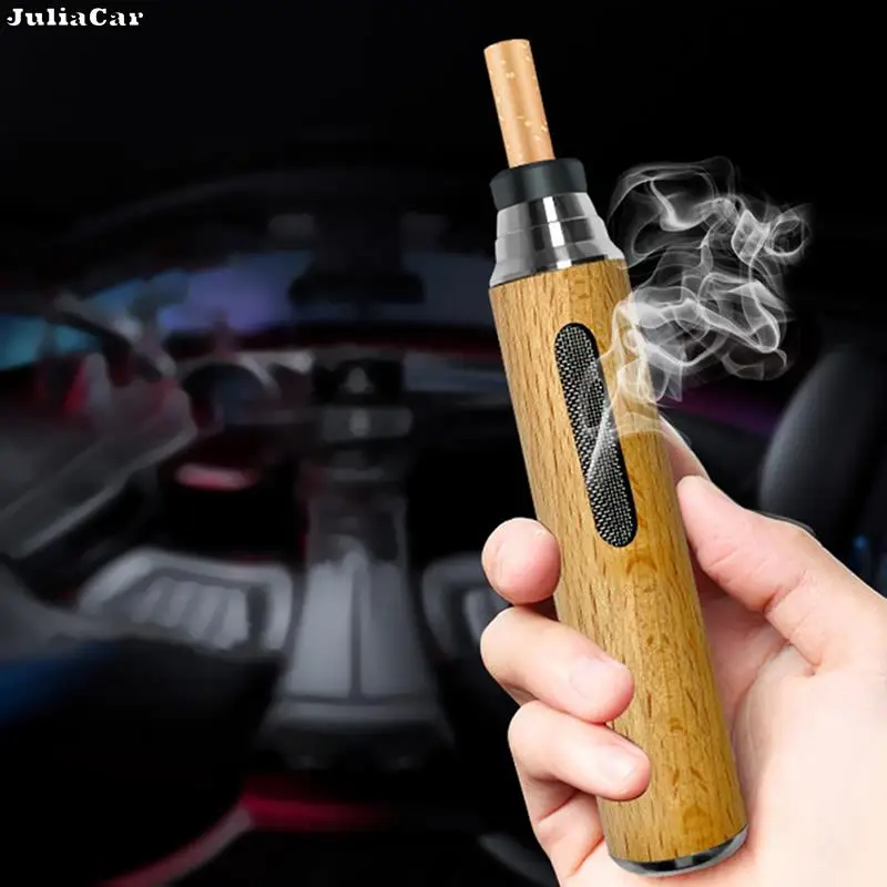 Portable Car Ashtray Mini Car Ashtray Anti Soot-flying Cigarette Cover Anti-ash Luxury Wood Cigarette Holder