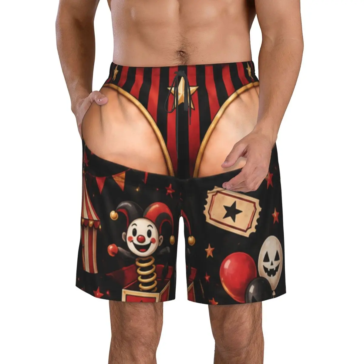 Funny Sexy Halloween Spider Web Spooky Gothic Raven Witchy Zombie Pumpkin Men's Swim Trunks Quick Dry Beach Shorts