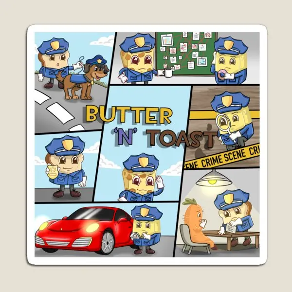 Burro N Toast Police Escapades Magnete Porta frigorifero per bambini Adesivi colorati Decor Cute Baby Home Bambini