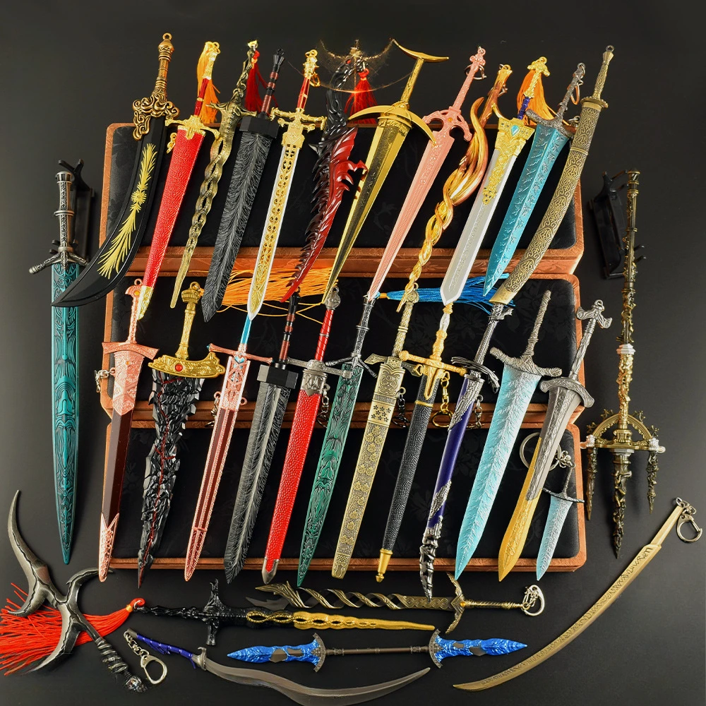 Soulslike Eldens Weapon Set Melee Armament Greatsword Dark Moon Malikeths Blade Metal Model Accessories Keychains Ornaments Toys