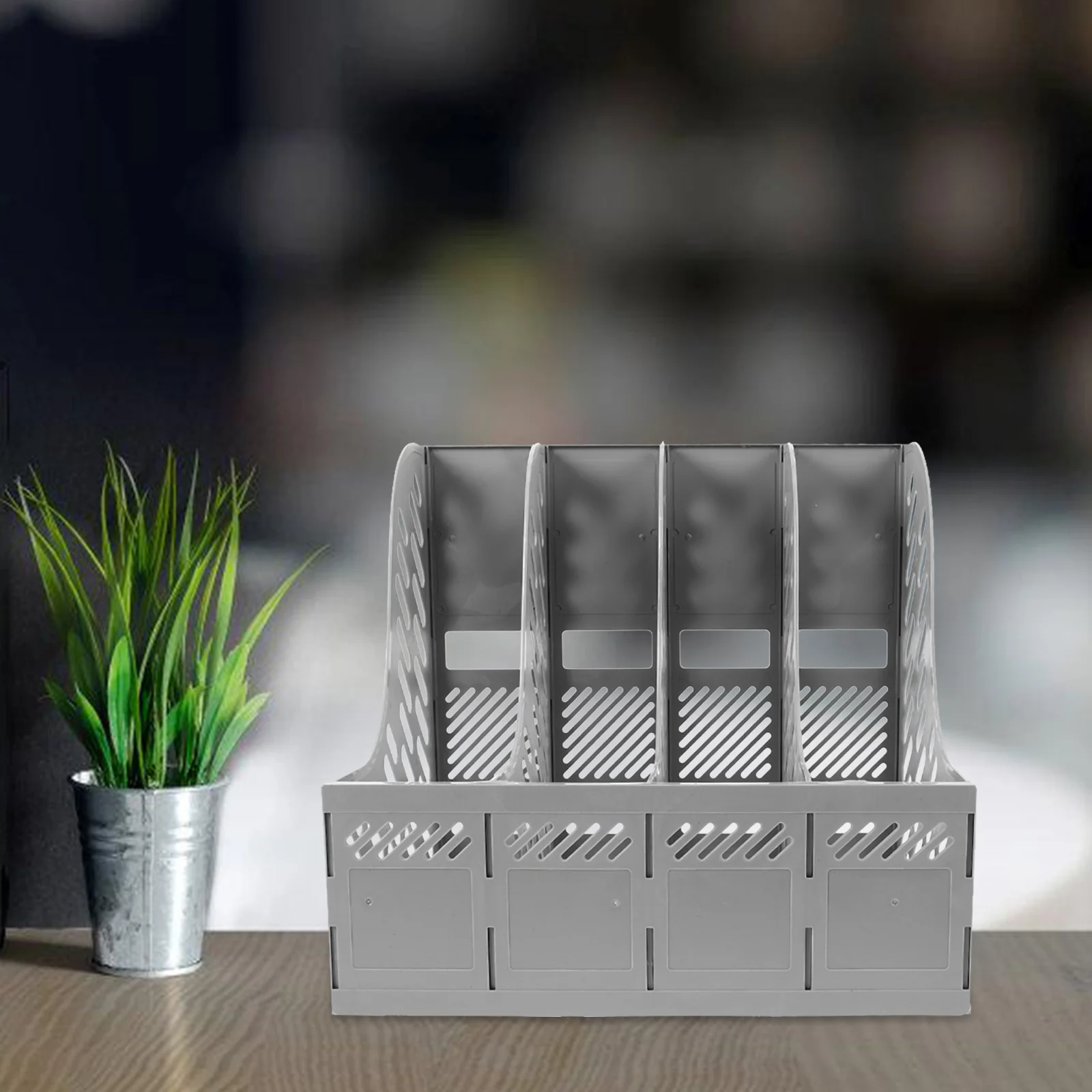 

1Set Desktop File Organizer A4 Document Rack Storage Stand Office Desk File Holder Book Storage Cubbyhole Document Rack