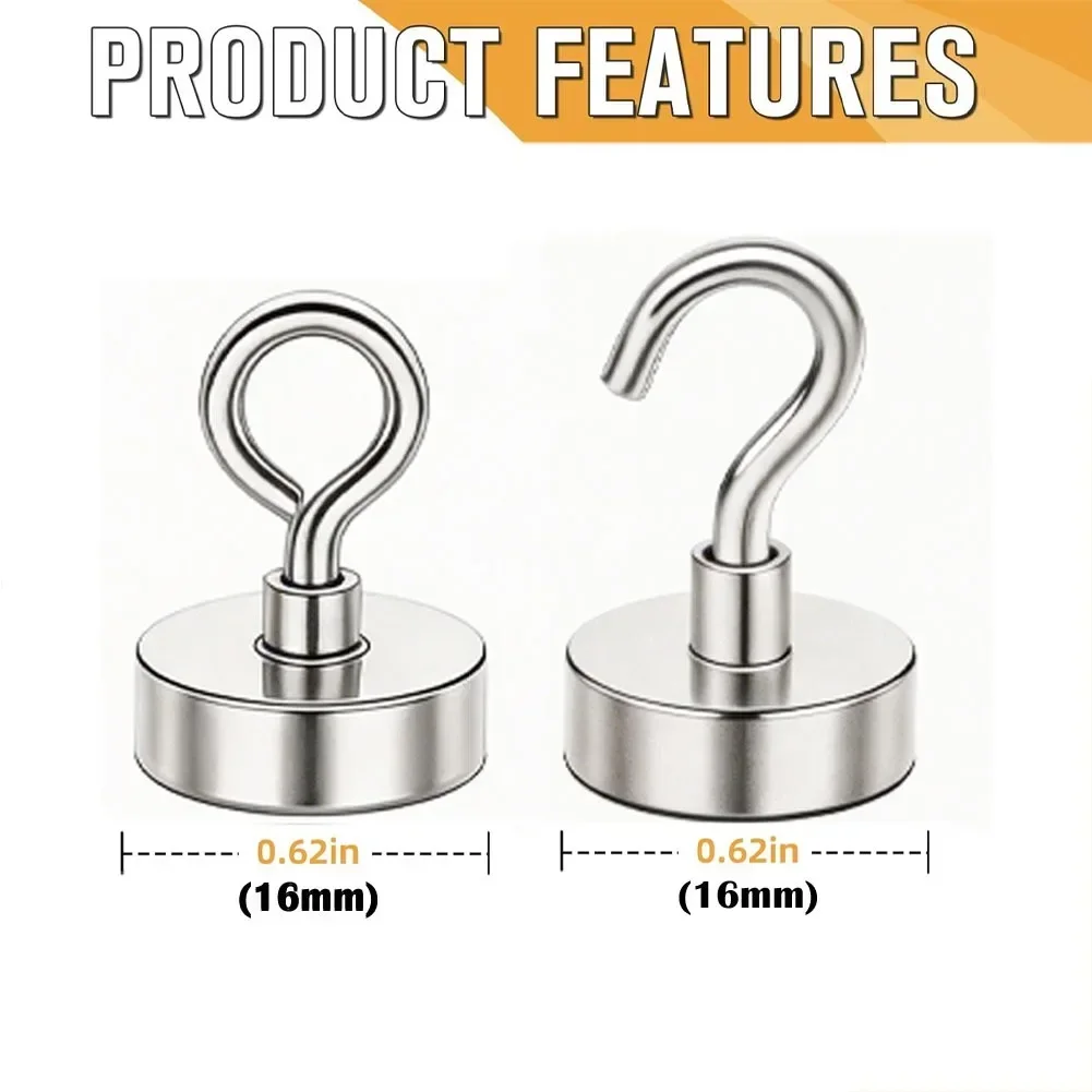 STICKIN 10 PCS Super Strong Neodymium Powerful Magnet Hook Multi-Purpose Storage Storage Key Bathroom Storage Hooks Magnets