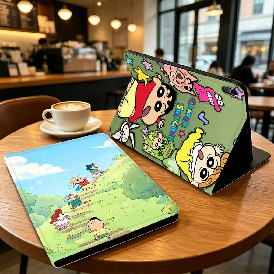 C-Crayon Shin-Chans Anime with Pencil Slot Case for Apple iPad Pro11 13 10th 7/8/9th Air 11 13 M4 M3 M2 A16 2026 Air 4/5/6th