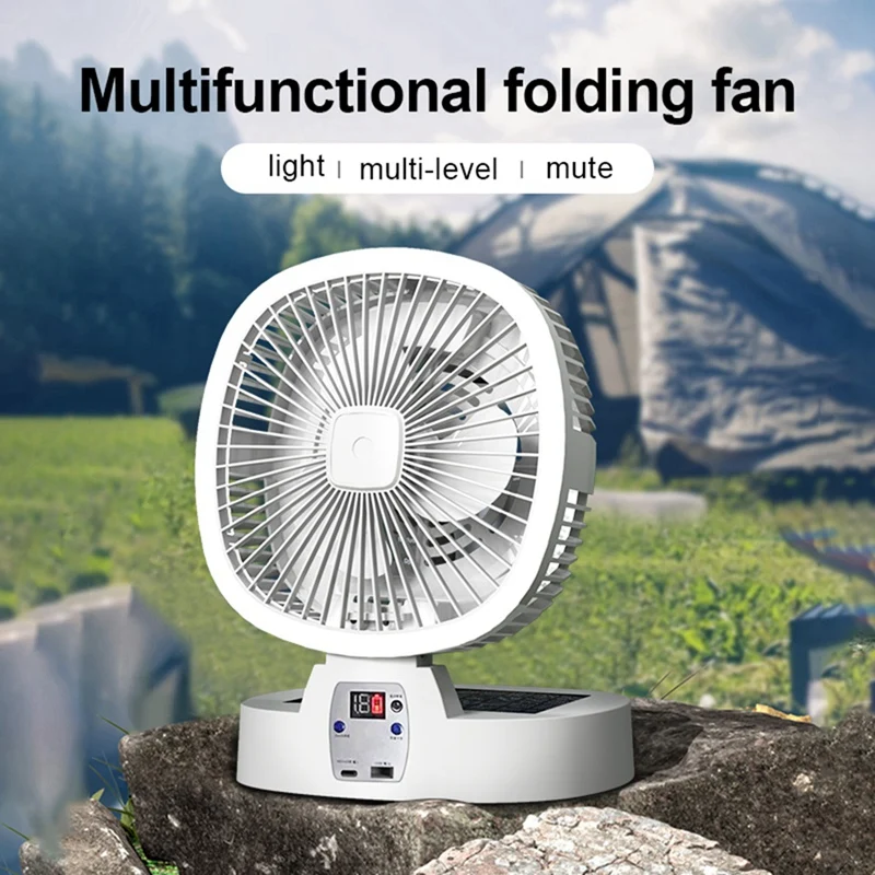 Outdoor Camping Fan Solar Wireless Portable Desktop Electric Fan 3 Speed Ventilador With Remote Control