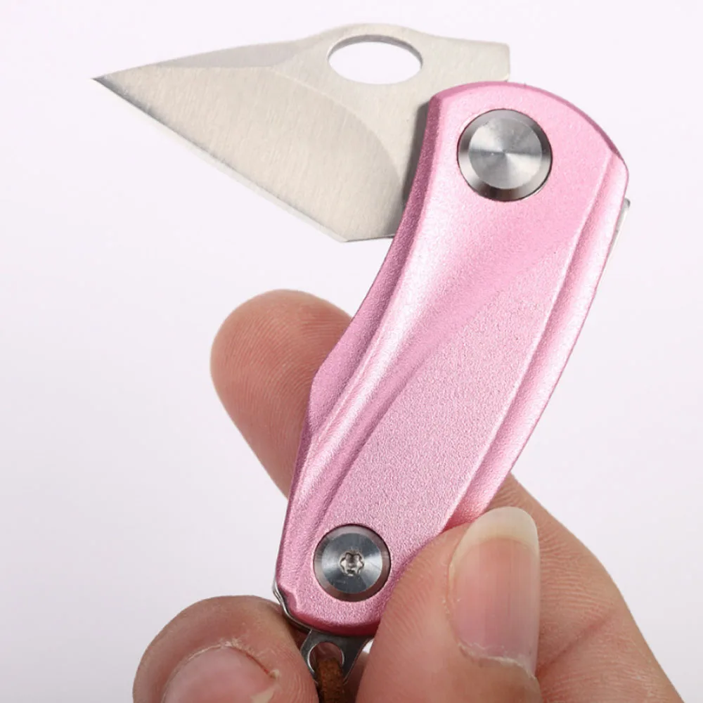 Cute Pink Folding Knife Full Stainless Steel Shape Blade Outdoor Survival Camping Pocket Knife Self-Defense Girls EDC Hand Tools