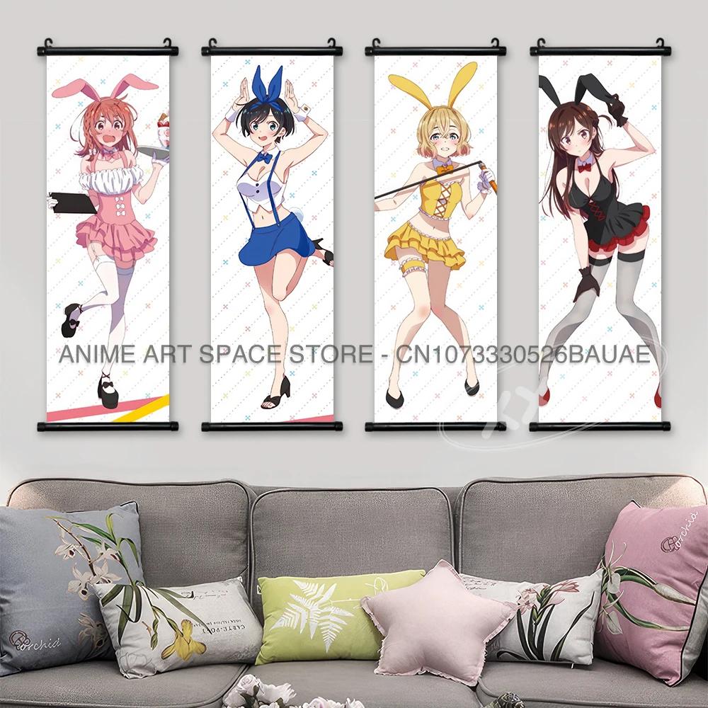 Rent-A-Girlfriend Hanging Paintings Nanami Mami Wall Art Sarashina Ruka Scrolls Picture Anime Posters Yaemori Mini Home Decor