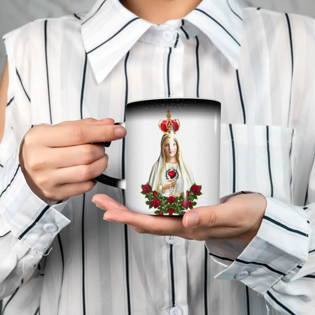 Our Lady Of Fatima Virgin Mary Portugal Rosary Catholic Mug Ceramic Coffee Cups Tea Mugs Milk Cup Drinkware Gifts for Woman Man