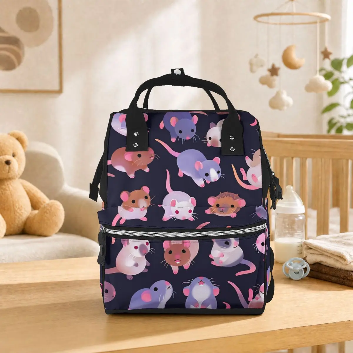 Fancy Rat - Dark Student Backpack School Bag Hiking Travel Daypack for Men Women Bookbag Shoulder Bags