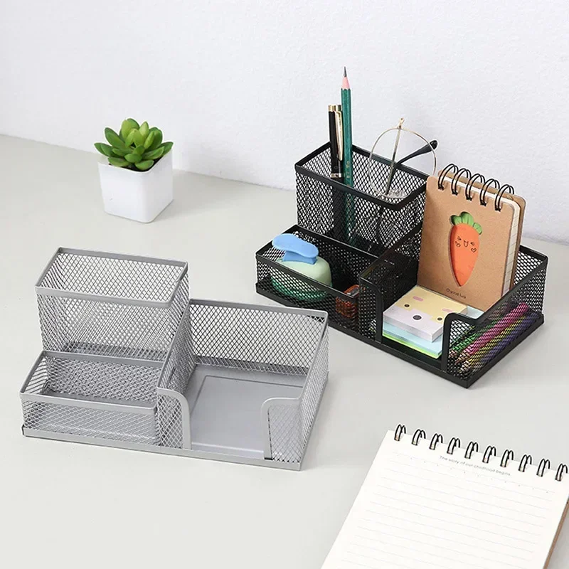 Creative Multi-function Metal Desktop Pen Holder Office Storage Box Pencil Desk Mesh Organizer for Home Office School Desk Save