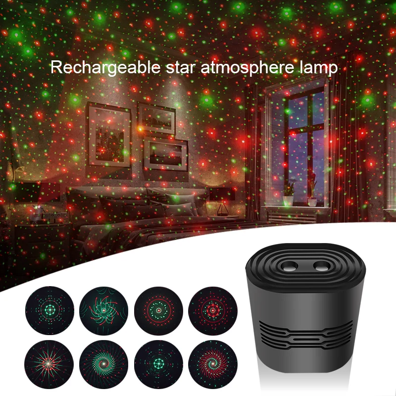 dual color car inner Star Projector Galaxy laser star moon Projector USB Rechargeable Flash Pattern Ambient moon star light