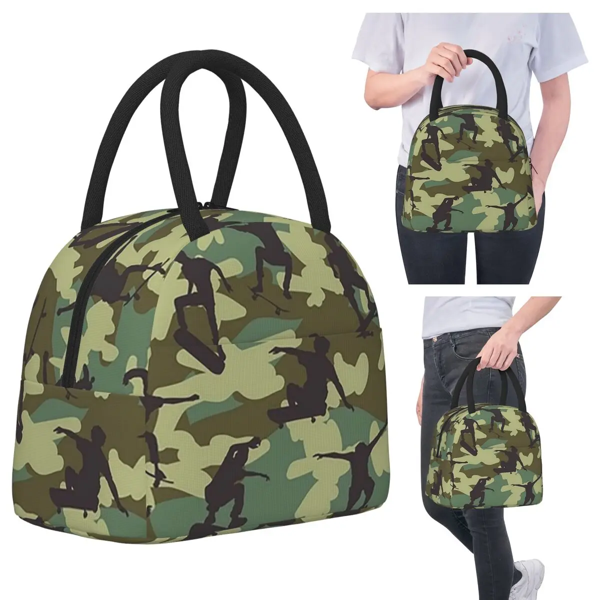 

Skater Camo WOODLAND Insulated Lunch Bag for Women Office Cooler Thermal Food Box Tote Portable Lunch Boxes Container