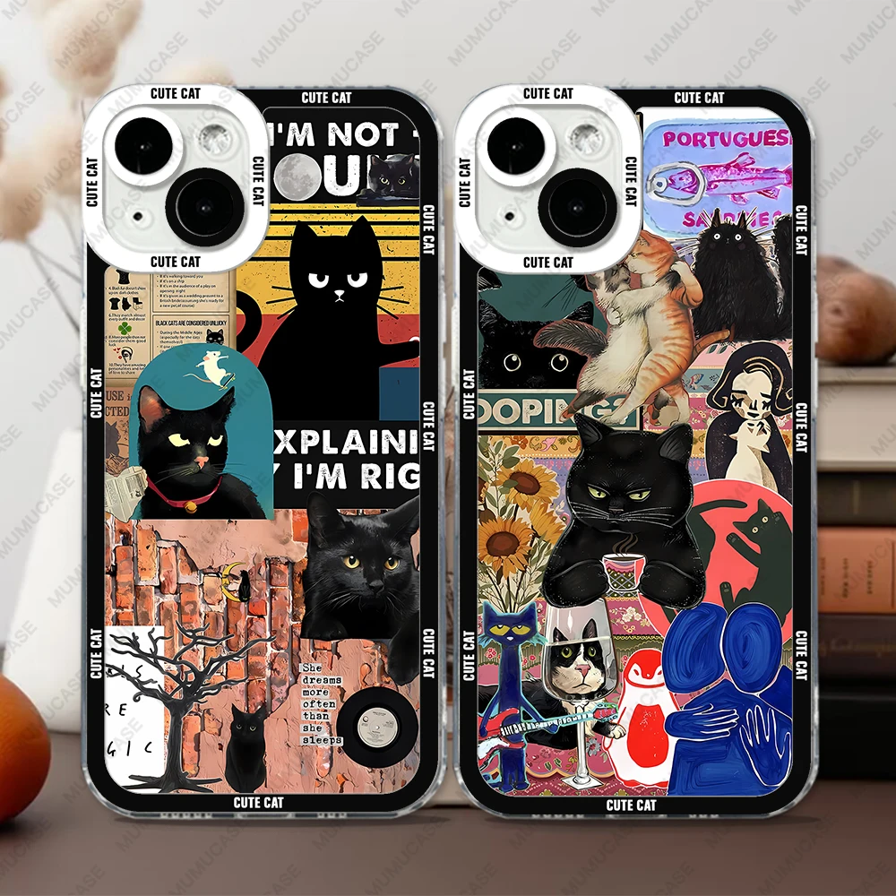 Cute and funny cat collage Phone Case For iPhone 16 15 14 13 Pro Max 12 Mini 11 XS X XR SE 7 8 Plus Soft Cover