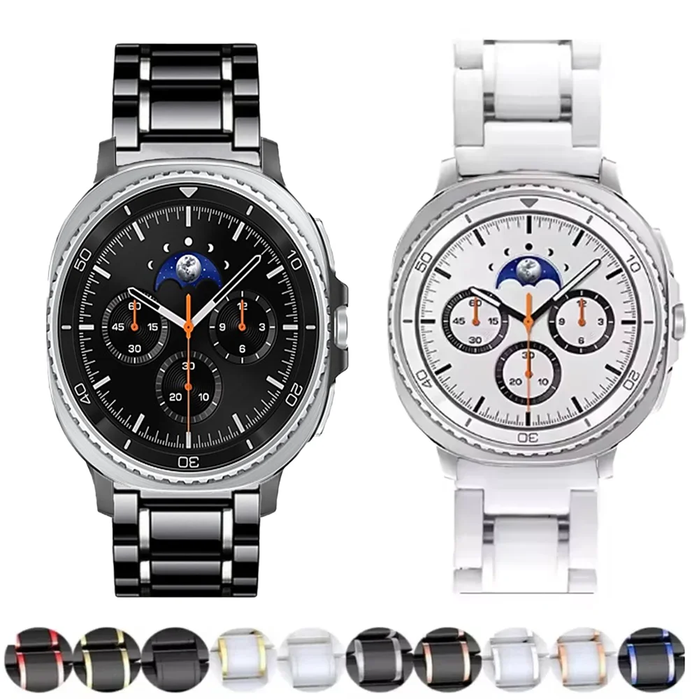 

Керамический + металлический ремешок для Samsung Galaxy Watch Ultra 2025 47 мм, браслет Samsung Galaxy Watch 8, 40/44 мм, 8 классических ремешков 46 мм Correa