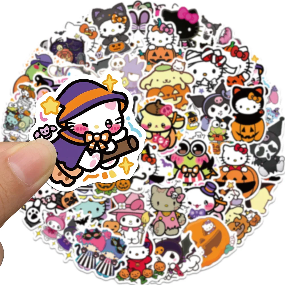 

50PCS Kawaii Cute Halloween Sanrio Sticker Cartoon Fun Creative DIY Decorative Water Cup Laptop Suitcase Waterproof Decal