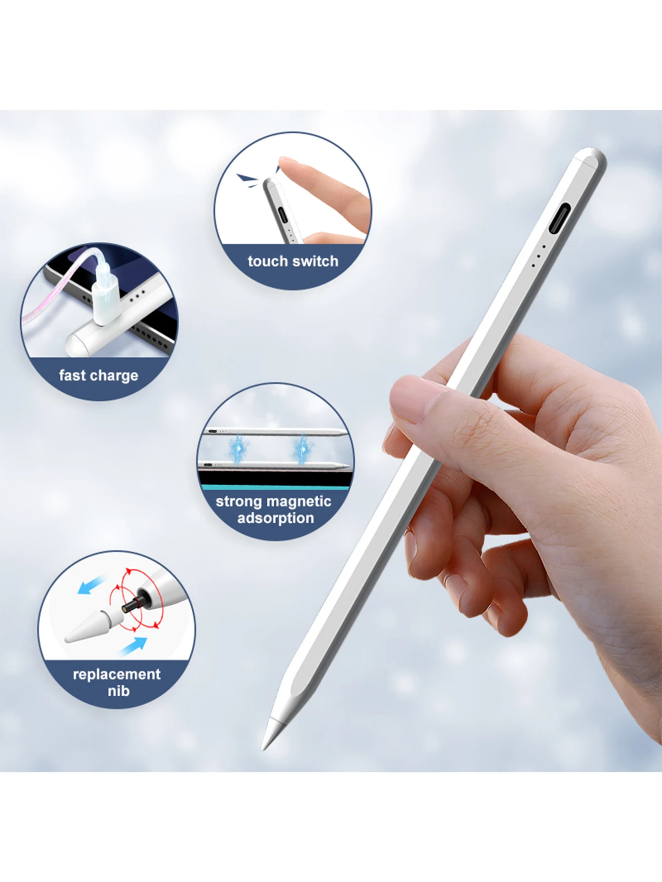 For Iphon Pencil Palm Rejection Stylus For iPad Accessories 2022 2021 2019 2018 Air 5 Mini Pro Colored Touch Pen for iPad Pencil