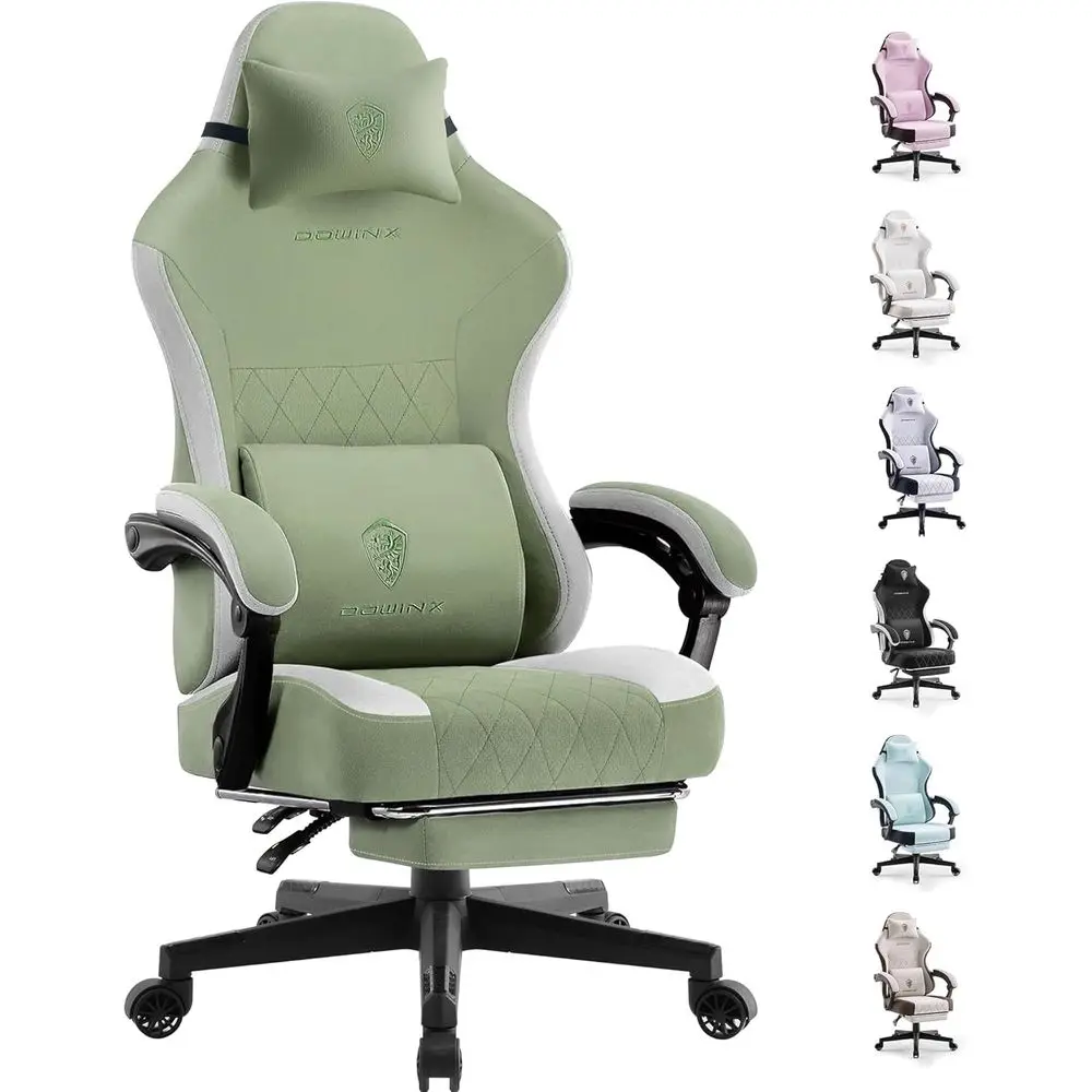 

Ergonomic High-Back Gaming Chair with Spring Cushion, Footrest, and Massage Lumbar Support for Adults - Green, 300lbs