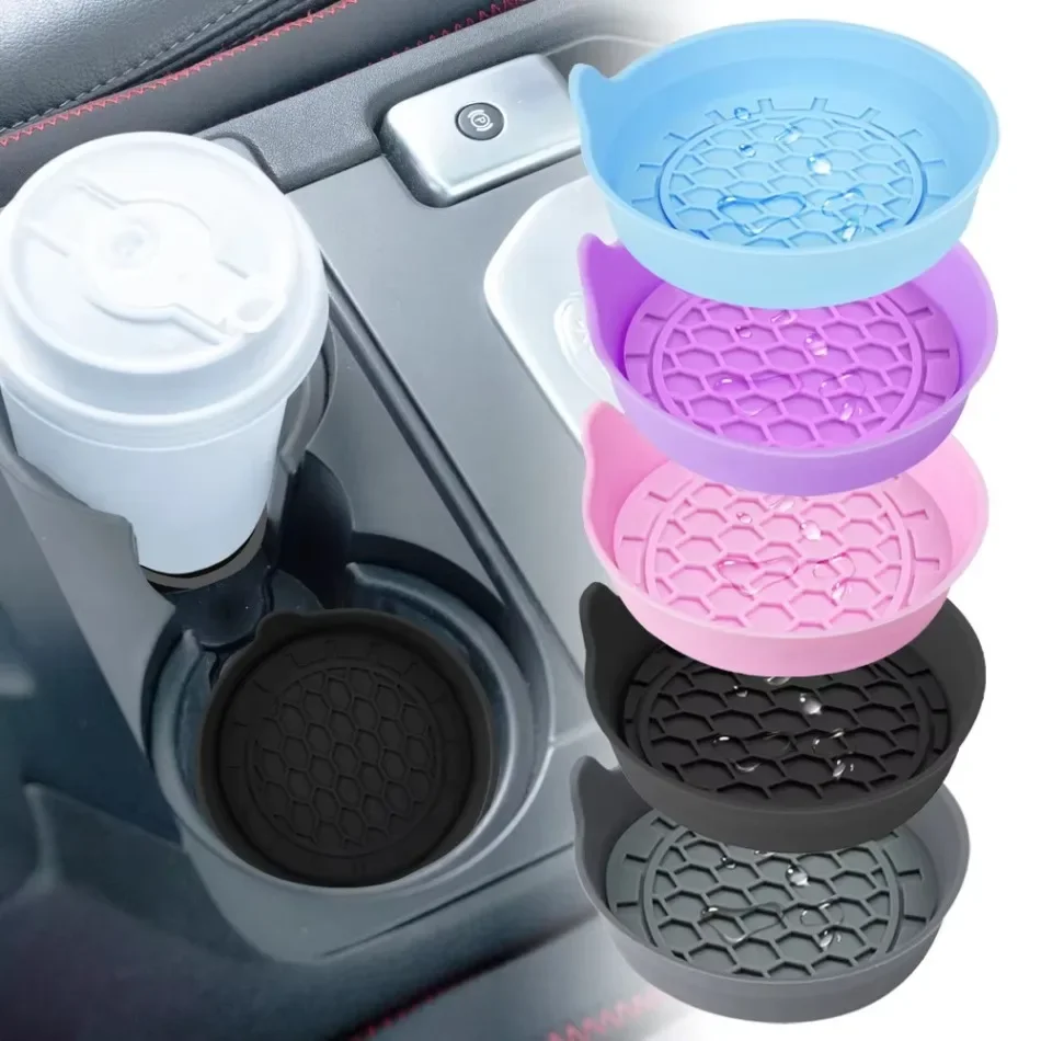 2 PCS Car Cup Coaster, Waterproof Non-Slip Sift-Proof Spill Saucer Car Interior Accessories