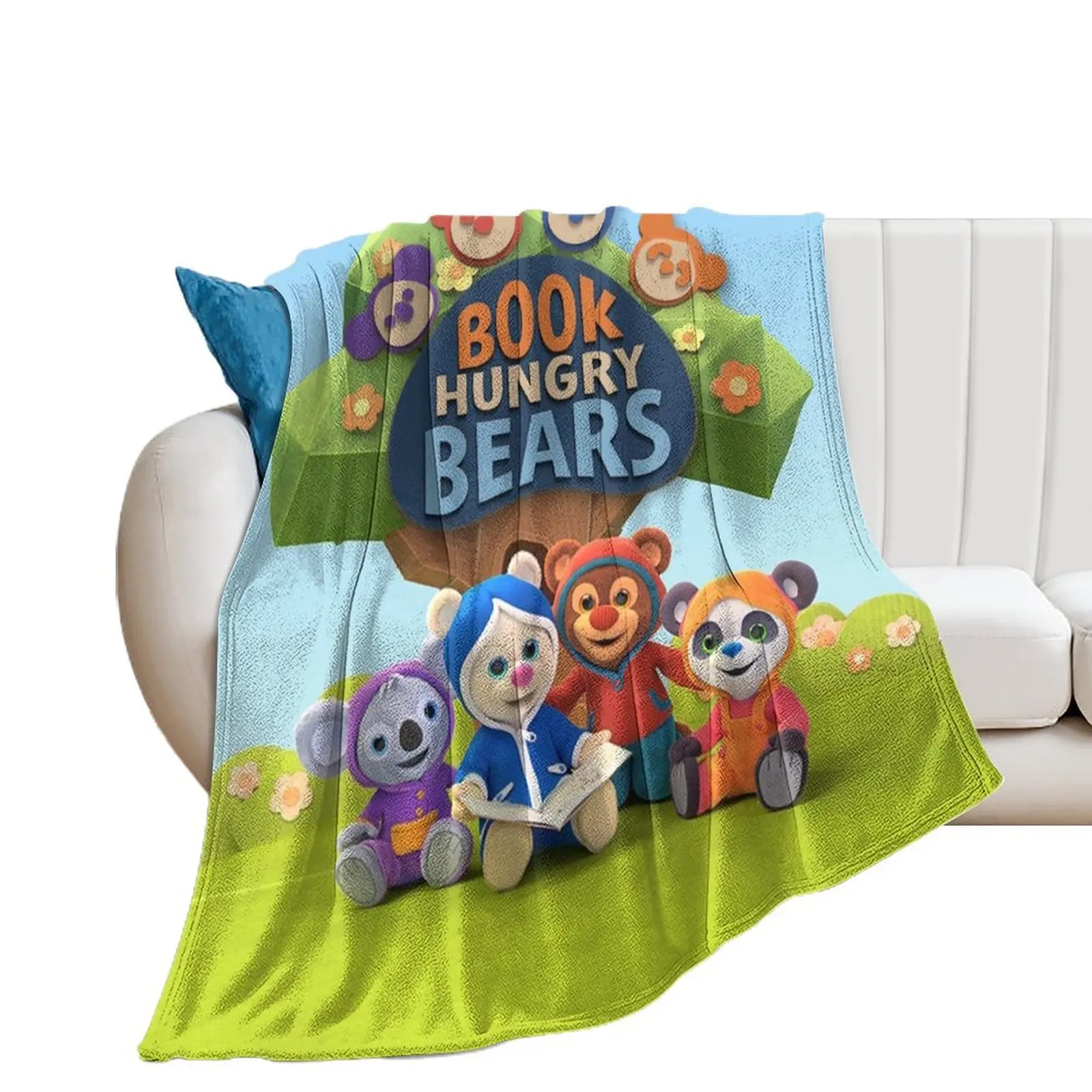 funny Book Hungry Bears gift for fans Throw Blanket warm winter halloween Large Blankets