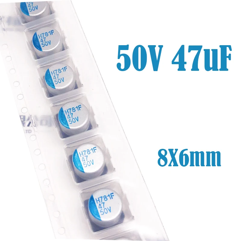 

(10-100 шт.) 50V47UF 8X6mm JH SMD Твердотельный конденсатор/полимерный конденсатор 47uf 50V