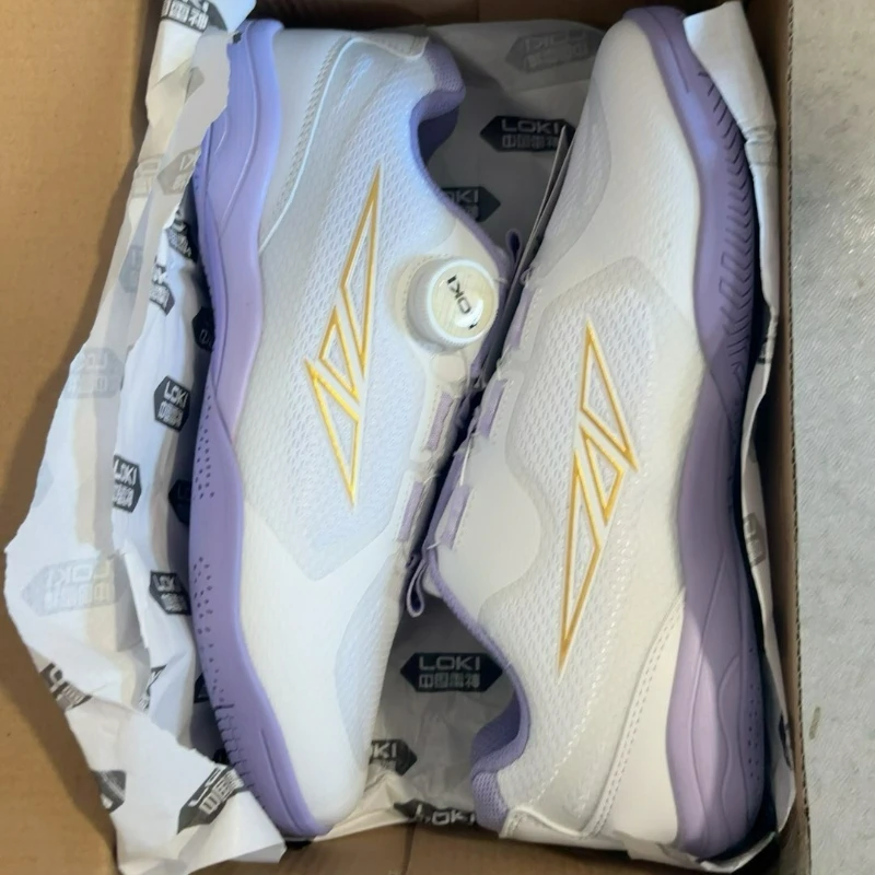Professional Table Tennis Shoes Unisex White Purple Comfortable Badminton Trainers Quick Lacing Training Shoe Badminton Shoe