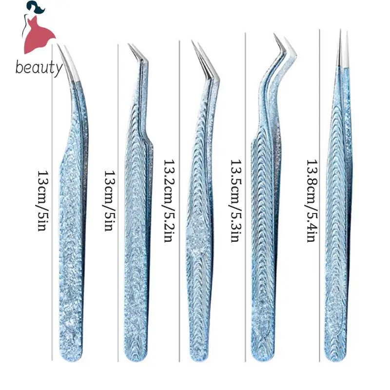 Pinzas para pestañas de acero inoxidable, pinzas antiestáticas superduras de alta precisión, herramientas para extensiones de pestañas, 1 unidad