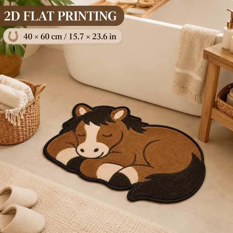 VIKAMA Sleeping Polar Bear Rug Cute Irregular Animal Soft Plush Washable Non‑Slip Bathroom Bedroom Home Floor Mat