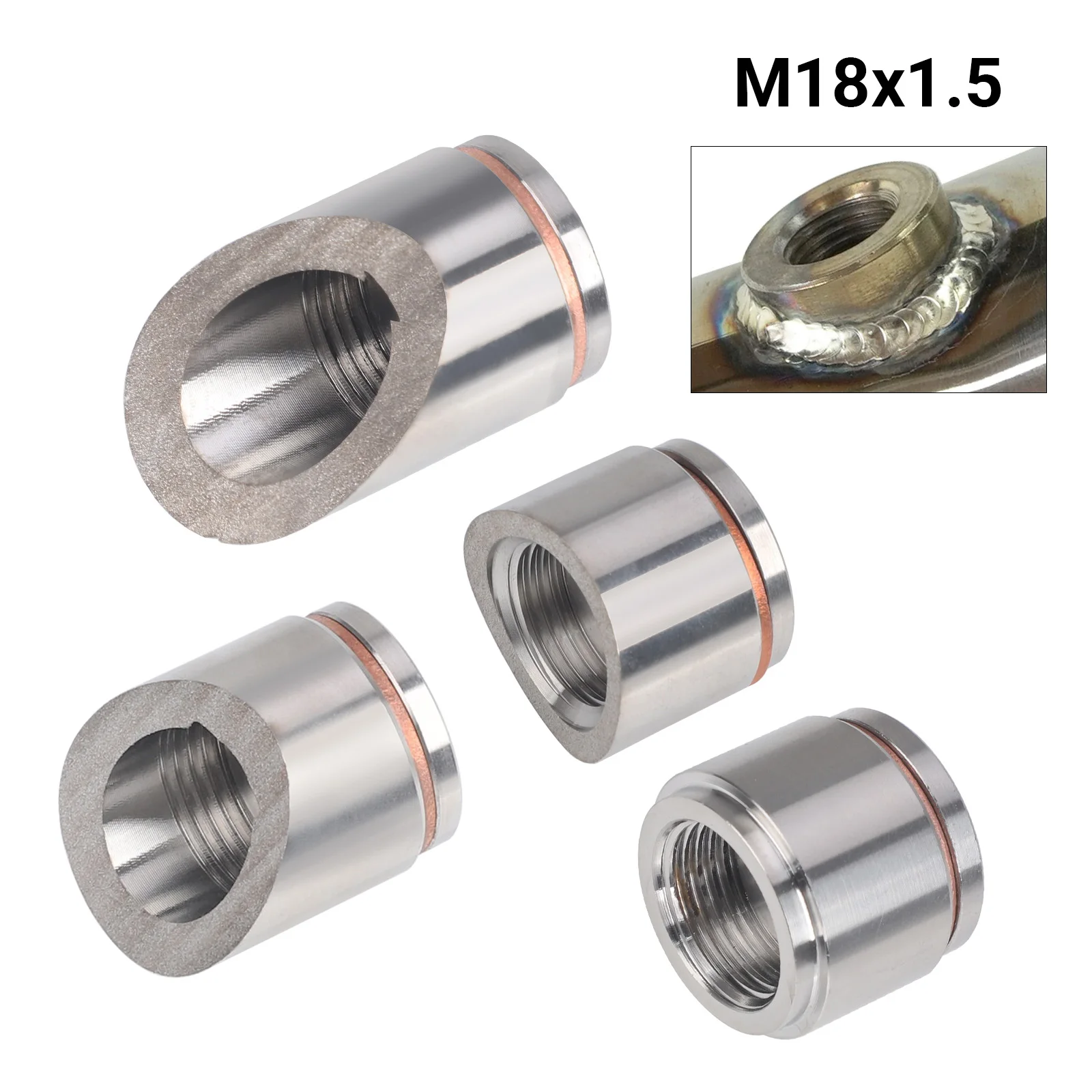 

M18 X 1.5 Oxygen Mounting Bungs and Plugs Adapter Flat Or Notched Style Or 30 45 Degree Stainless Steel Oxygen Sensor Connector