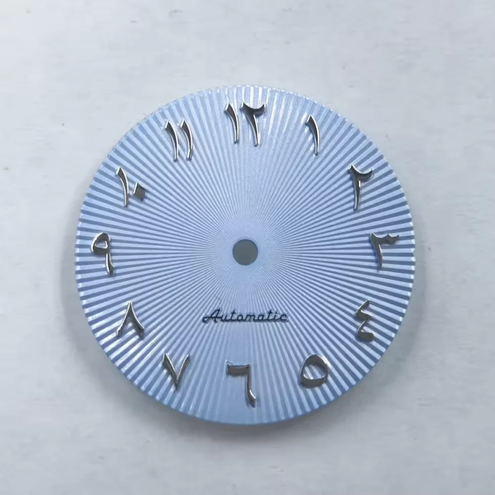 Neiton 29mm الأرقام العربية الاتصال الهاتفي أزرق أسود أبيض أخضر فضي ترصيع لا مضيئة لحركة NH35/NH36