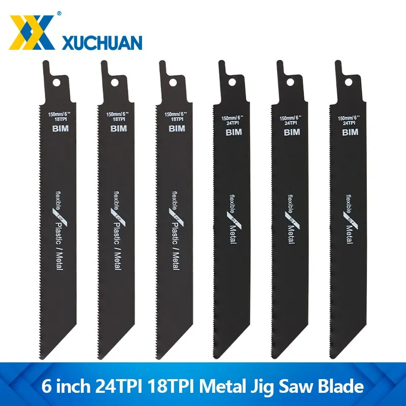 

Jig Saw Blade 6 inch 24TPI/18TPI Carbide Reciprocating Saw Blade For Metal, Plastics, Aluminum Fast Cutting Tool