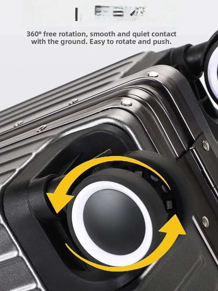 Carry-on Lage Aluminum Frame Square Suitcase Faion Travel Bag for Youth with Combination Lo And Universal Wheels