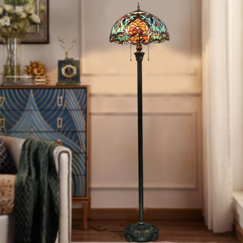 

40cm Vintage Glass Floor Lamp for Living Bedroom Office reading Villa Restaurant Indoor European standlight