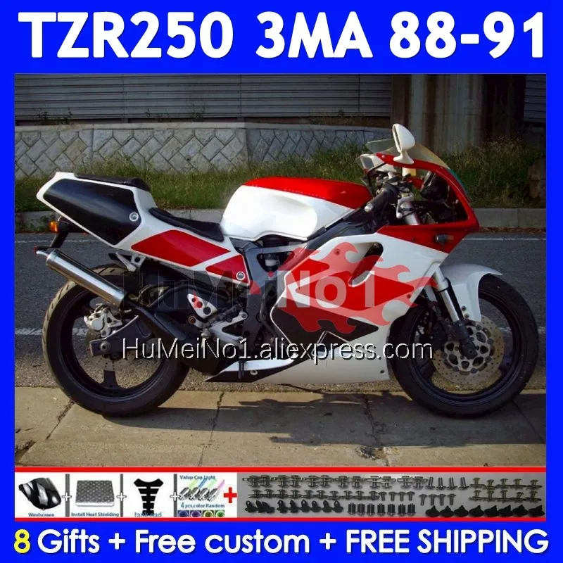 Kit For YAMAHA TZR-250 3MA TZR250 YPVS RS TZR 250 88 89 90 91 375No.27 TZR250R TZR250RR 1988 1989 1990 White red 1991 Fairing