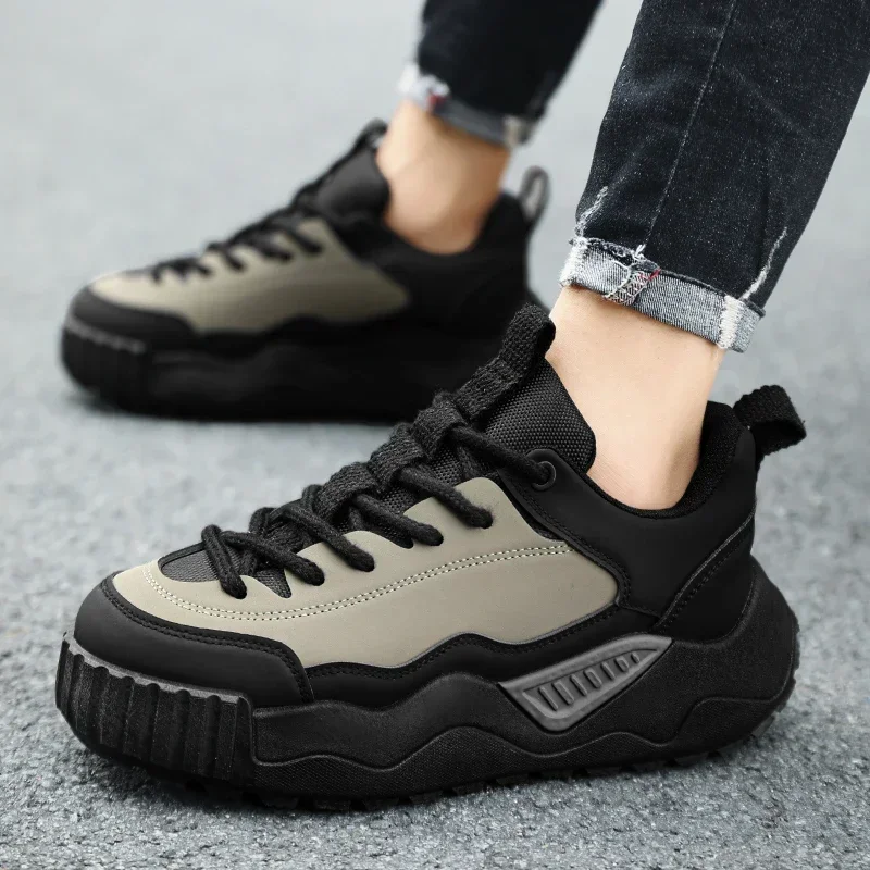 New Autumn and Winter Versatile Casual Shoes with Leather Surface,Sports Running,Thick Soles, and Elevated Outdoor Fashion Shoes