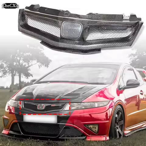 Suitable For Honda Civic FN2 TYPE R 2006-2012 Fiberglass Shiny Black Front Grille Mu gen Style Car Grille