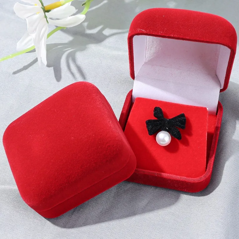 Valentine Day Gift Rings Display Holder Storage BoxEngagement Velvet Earring Ring Packaging Box Jewelry Organizer Lover Propose image 4
