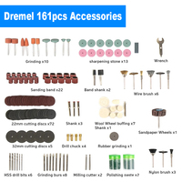105/161PCS Abrasive Rotary Tool Accessories Set Electric Mini Drill Bit Kit Sanding Polishing Cutting Engraving Heads