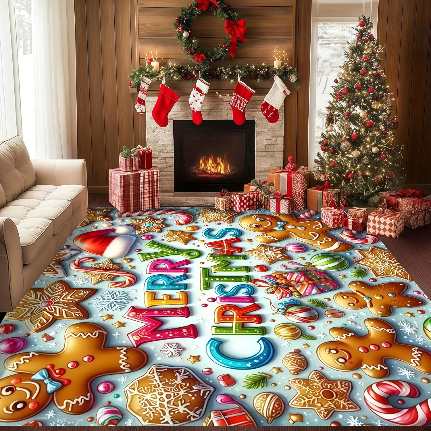 1pc Christmas‑Gingerbread‑Candy‑Cane‑Gift‑Bell 